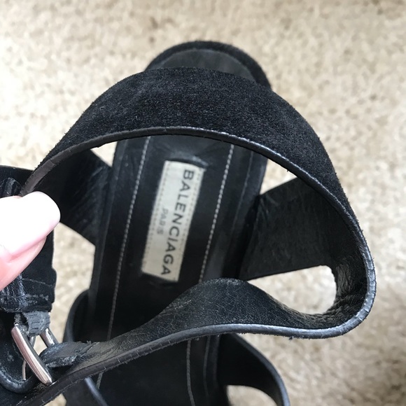 Balenciaga Black suede espadrilles wedges 37 - Picture 4 of 8
